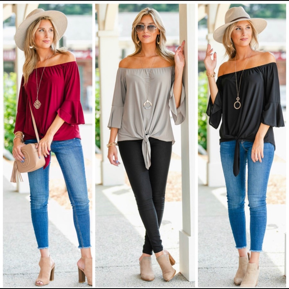 Burgundy Off-Shoulder Top
